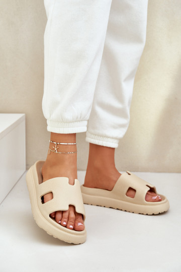 Lichte slippers met uitsparingen zandkleur Neladith 2