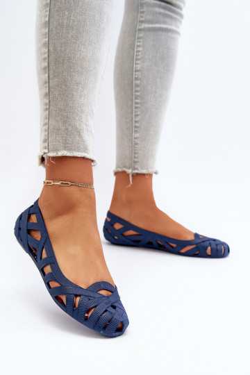 Dames Rubber Ballerinas donkerblauIn Salam