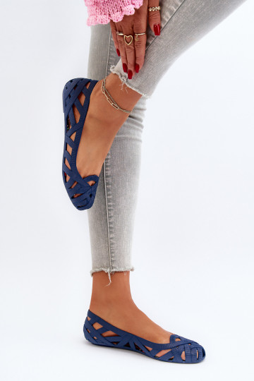 Dames rubberen ballerina's in donkerblauw Salam 2
