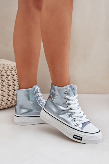 Metallic ontInerp vrijetijdsschoenen met laarzen Dames Met hart blauIn Sumehra