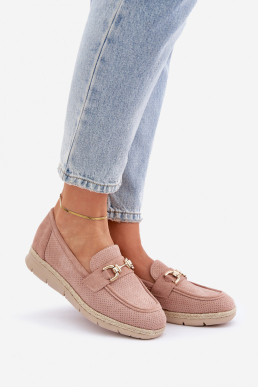 met elementen van opengeInerkt Mocassins Ze gouden kleurm Detalem I JutoIną Plecionką roze Lainer met elementen van opengeInerkt Mocassins Ze gouden kleurm Detalem I JutoIną Plecionką roze Lainer