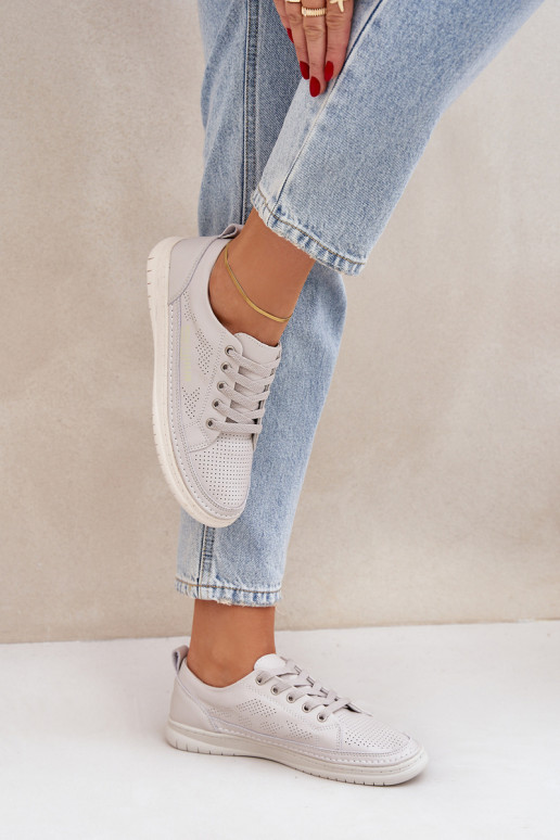 Echt leren sneakers grijs Cloesa Echt leren sneakers grijs Cloesa