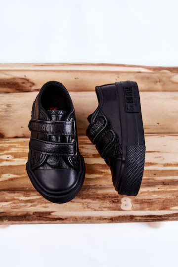 Leren kinderschoenen met kleefsluiting BIG STAR KK374054 zwart 2