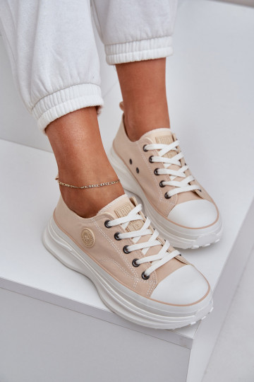 Dames schoenen met trendy dikke zolen Big Star NN274127 zandkleur