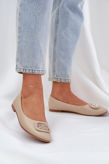 Ballerinas Op een platte zool met ornamenten beige Ainoria