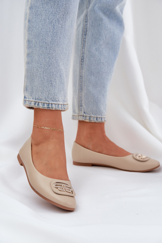 Ballerinas Op een platte zool met ornamenten beige Ainoria Ballerinas Op een platte zool met ornamenten beige Ainoria