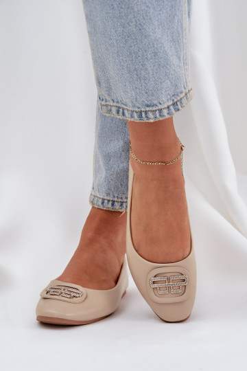 Ballerinas Op een platte zool met ornamenten beige Ainoria 2