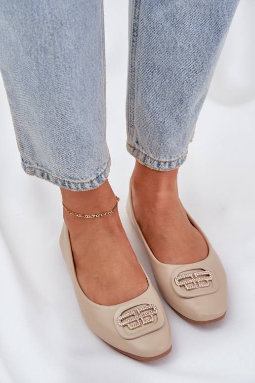 Ballerinas Op een platte zool met ornamenten beige Ainoria Ballerinas Op een platte zool met ornamenten beige Ainoria