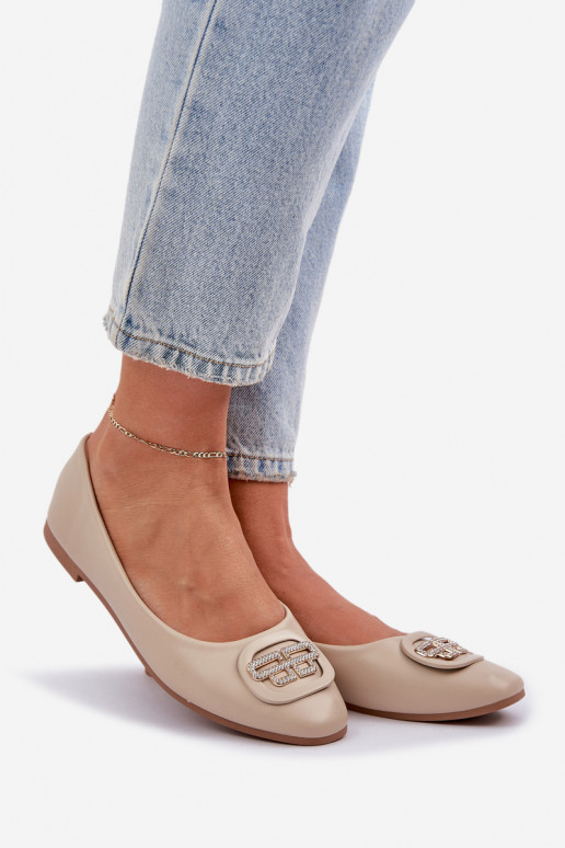 Ballerinas Op een platte zool met ornamenten beige Ainoria Ballerinas Op een platte zool met ornamenten beige Ainoria