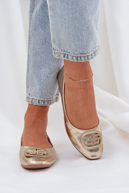 Ballerinas Op een platte zool met ornamenten gouden kleur Ainoria