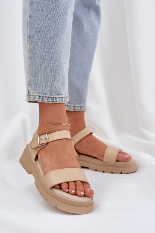 Dames sandalen met platform beige Evaretha