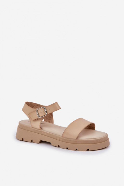 Dames sandalen met platform beige Evaretha