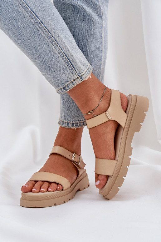 Dames sandalen met platform beige Evaretha