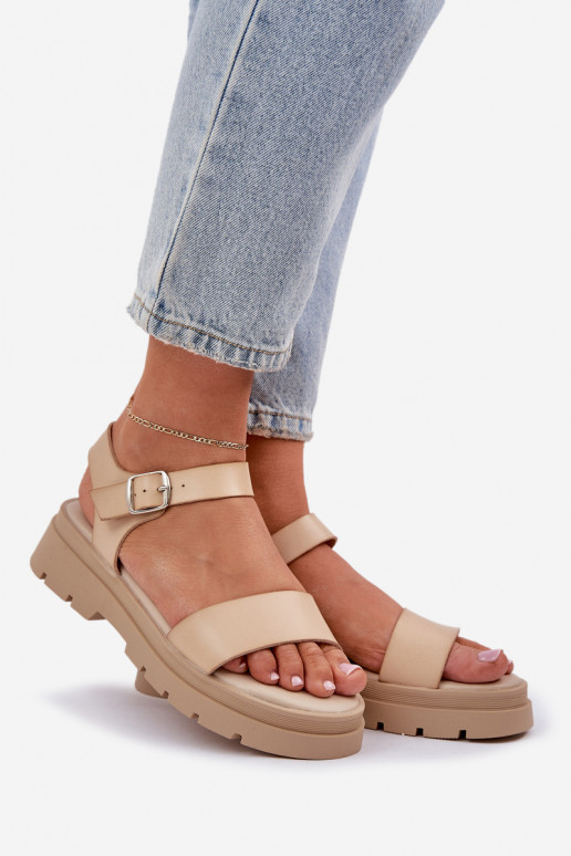 Dames sandalen met platform beige Evaretha