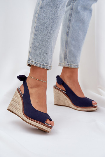 Platform sandalen Met Vlecht donkerblauIn Opnalis