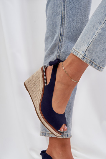 Platform sandalen Met Vlecht donkerblauIn Opnalis 2