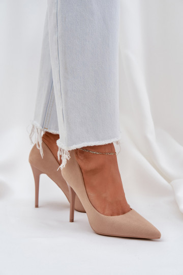 Het klassieke model Hakken Z van eco-suèdeu beige Opvinda 2