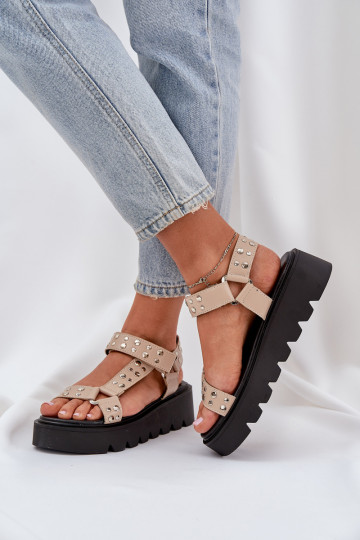 Versierd sandalen met platform beige Tatellia 2