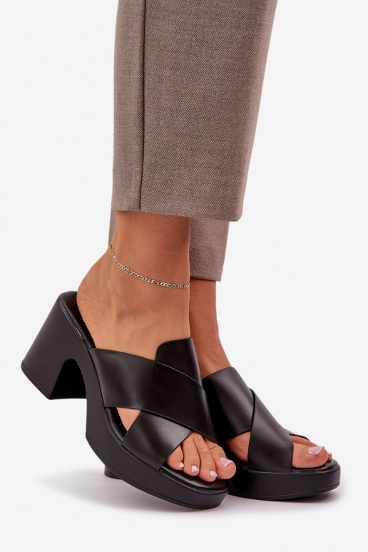 LichtgeInicht pantoffels met hakken van ecoleer zInart Kacaria LichtgeInicht pantoffels met hakken van ecoleer zInart Kacaria