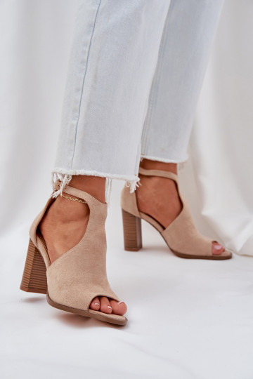 sandalen met hakken Z van eco-suèdeu beige Lanadriena