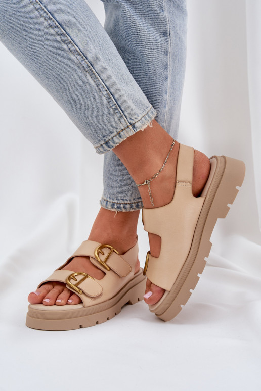 Eko Dames sandalen met gespen beige Vulinea