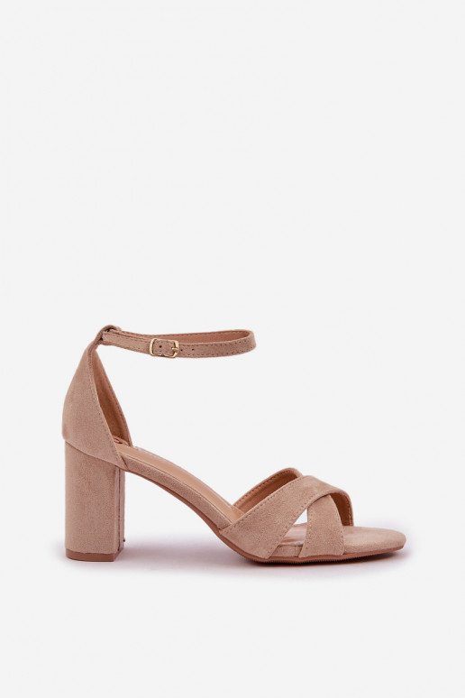 sandalen Op SłupkoInym Obcasie Z van eco-suèdeu beige Saniffia sandalen Op SłupkoInym Obcasie Z van eco-suèdeu beige Saniffia