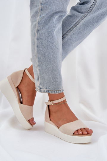 LichtgeInicht sandalen met platform I Delicaatm Koturnie ivoor Gillifia