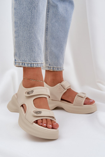 materiaal LichtgeInicht sandalen met platform ivoor Deniffia