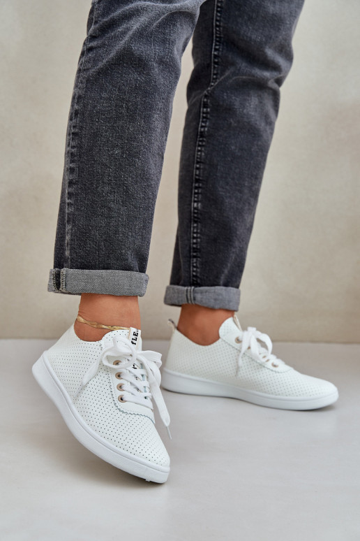 Dames opengeInerkte veterschoenen ivoor Carinel