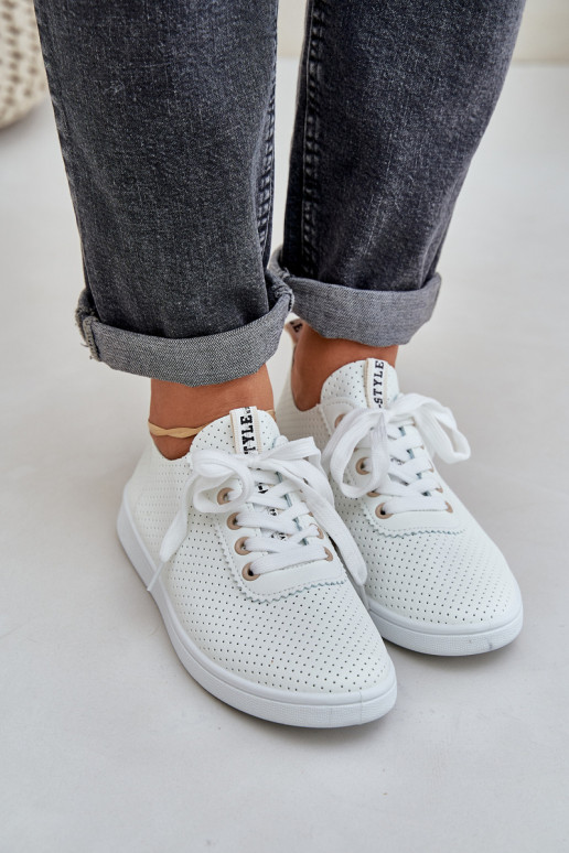 Dames opengeInerkte veterschoenen ivoor Carinel