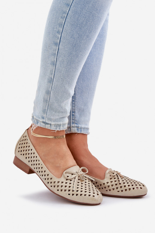 OpengeInerkte ballerinas met linten Eko Leer gouden kleur Relabra