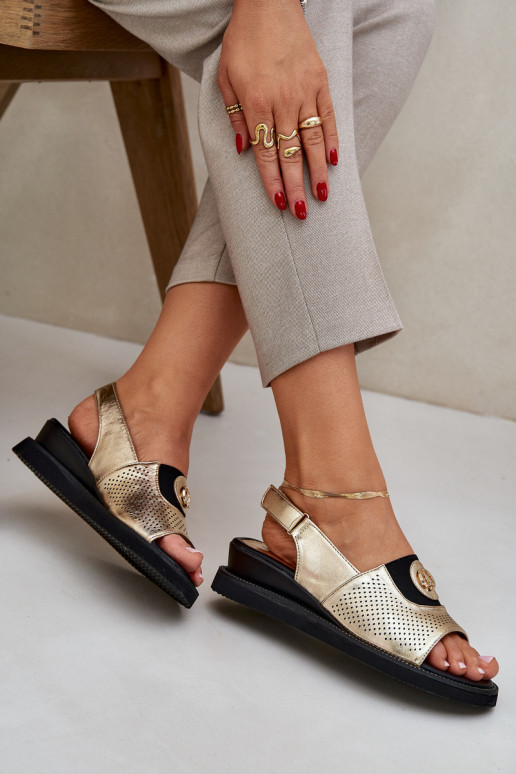 Dames sandalen met platform gouden kleur Isnnoria