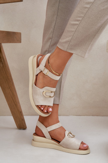 Dames sandalen met platform met ornamenten beige Salianes