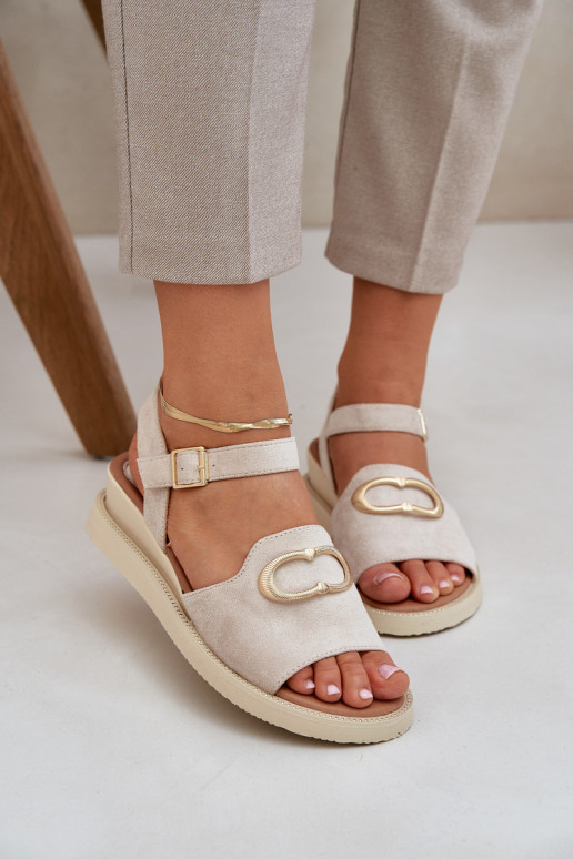 Dames sandalen met platform met ornamenten beige Salianes