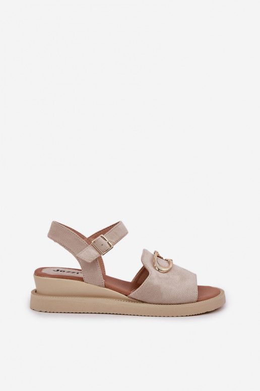 Dames sandalen met platform met ornamenten beige Salianes