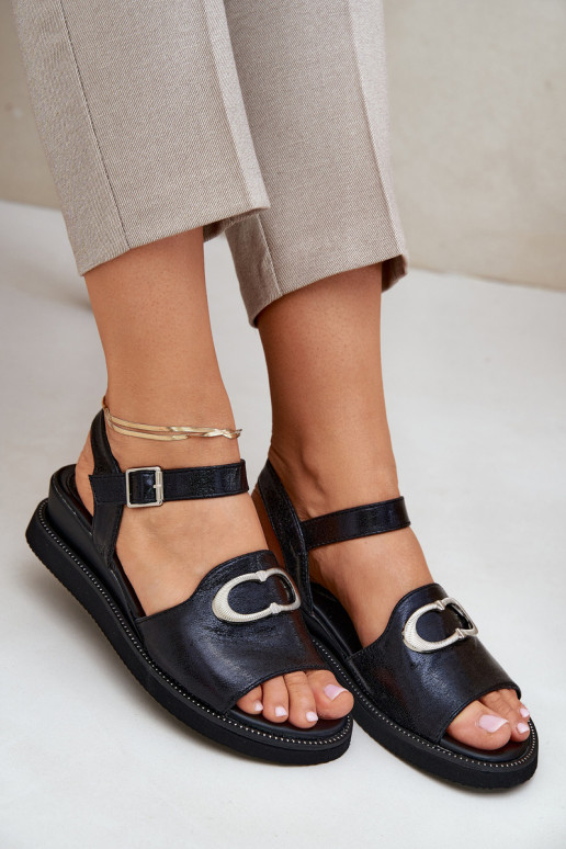 Gelakte sandalen voor dames met platform met ornamenten zInart Salianes