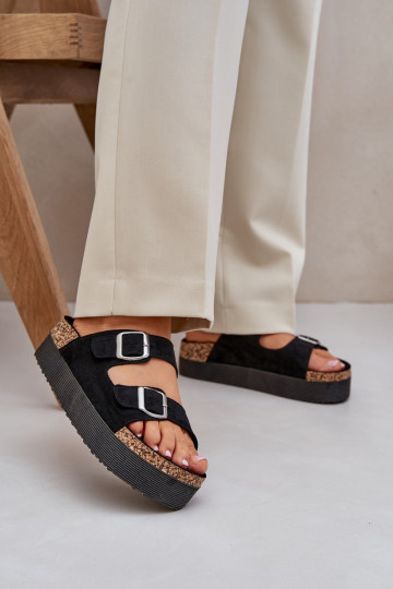 Damespantoffels met platform met gespen zInart Aramia