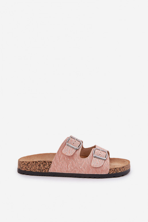 materiaal Slippers Op een kurkzool met gespen roze Atera materiaal Slippers Op een kurkzool met gespen roze Atera