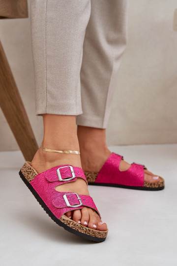 materiaal Slippers Op een kurkzool met gespen roze Atera