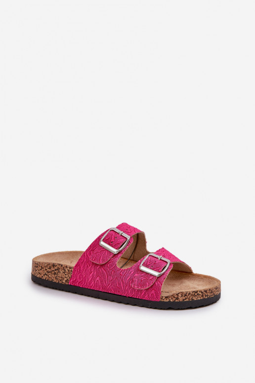 materiaal Slippers Op een kurkzool met gespen roze Atera materiaal Slippers Op een kurkzool met gespen roze Atera