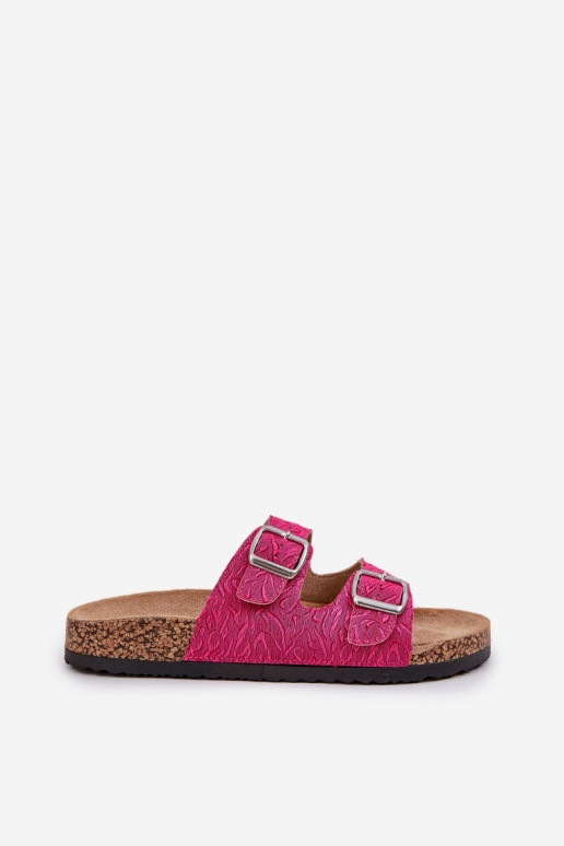 materiaal Slippers Op een kurkzool met gespen roze Atera materiaal Slippers Op een kurkzool met gespen roze Atera