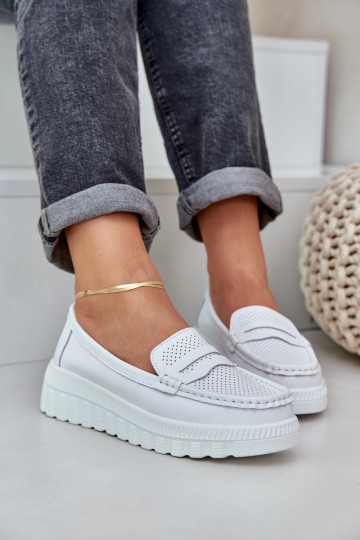 Leer Damesmocassins op het platform I Koturnie Initte kleur Elanindel