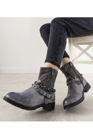 Grå ankelstøvler med besat... 2