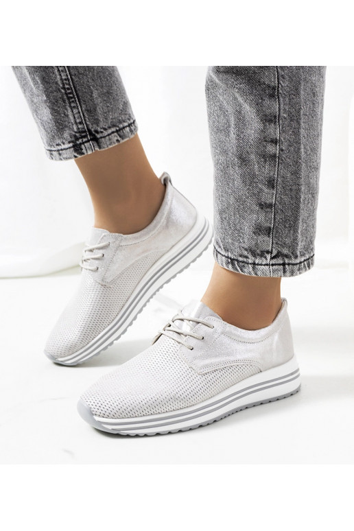 Sølv Serra læder sneakers