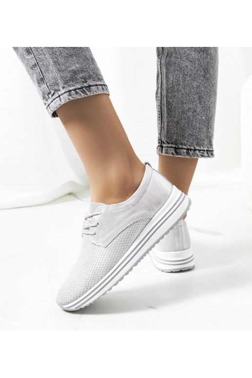 Sølv Serra læder sneakers