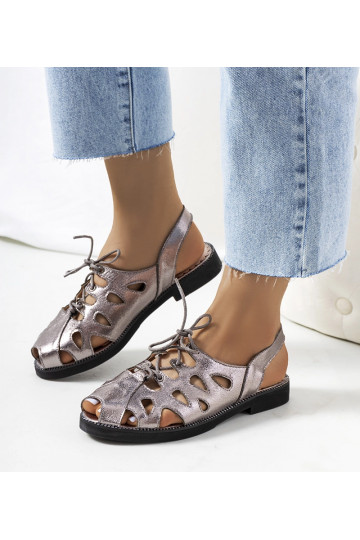 Grå Vlis sandaler med snøre