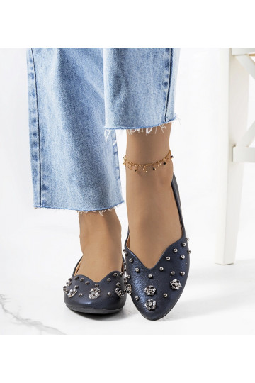 Marineblå ballerinaer med...