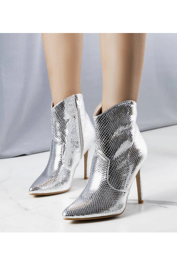 Sølv skinnende ankelstøvler...