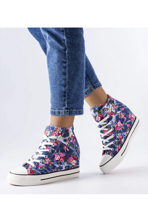 Marineblå blomstrede sneakers Fouquet