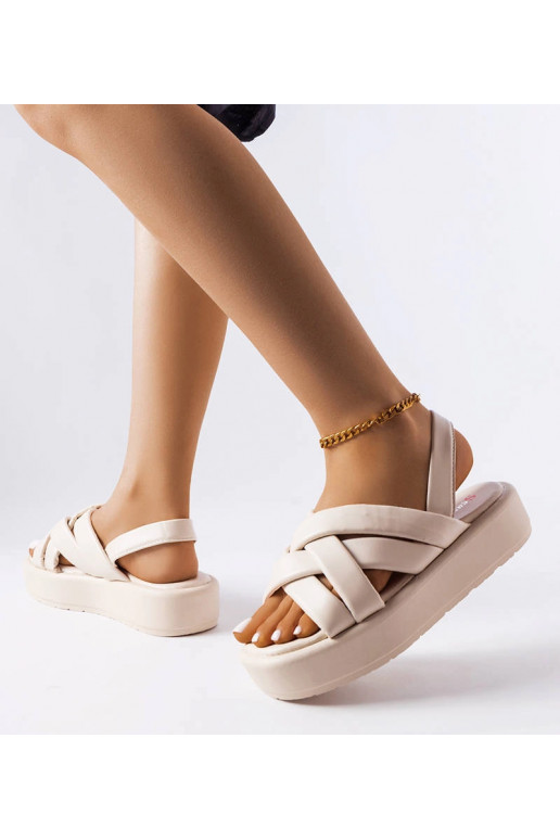 Beige Horseshoe Platform Sandaler